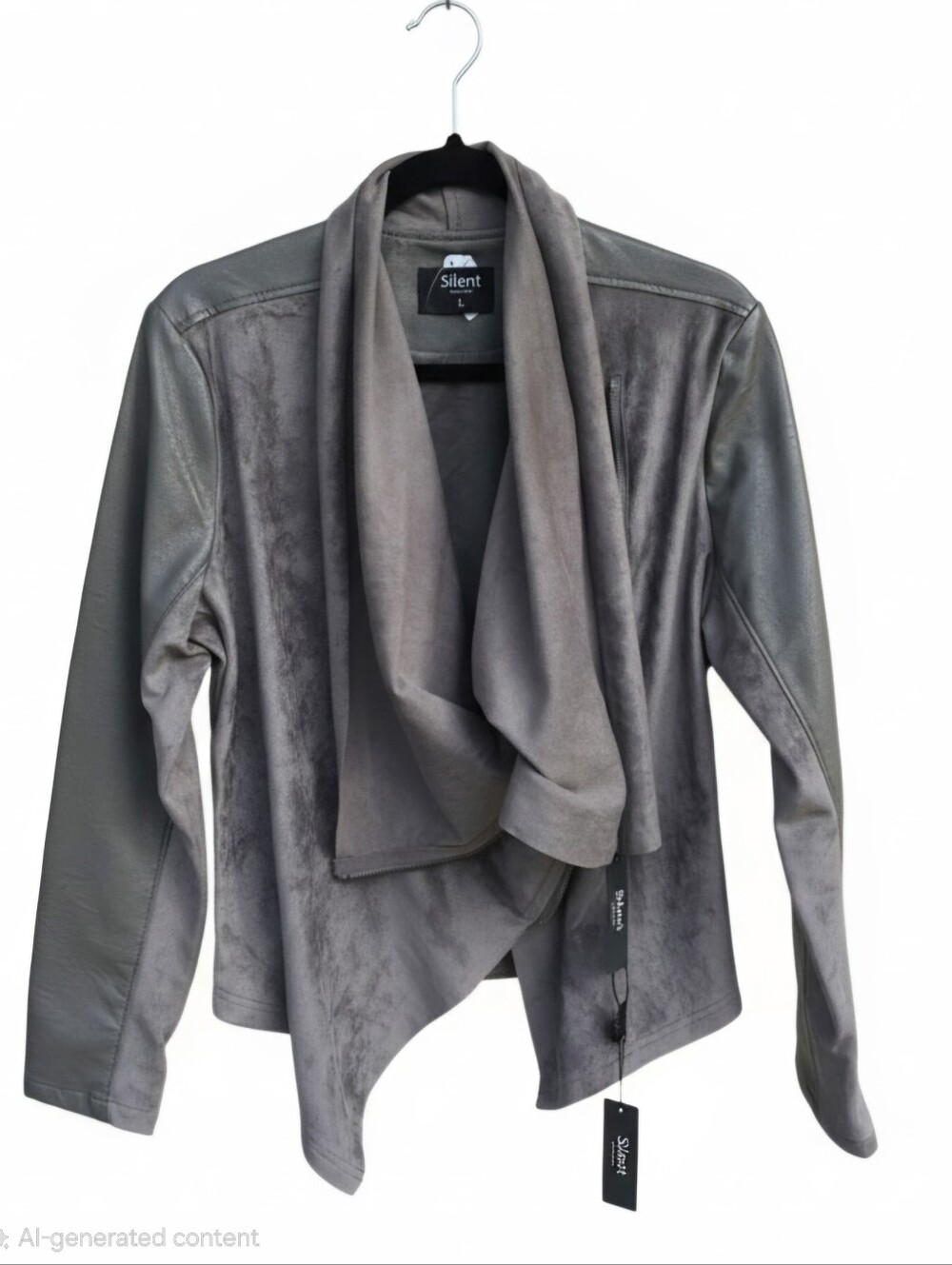 Women’s Draped Open-Front Jacket in Gray
